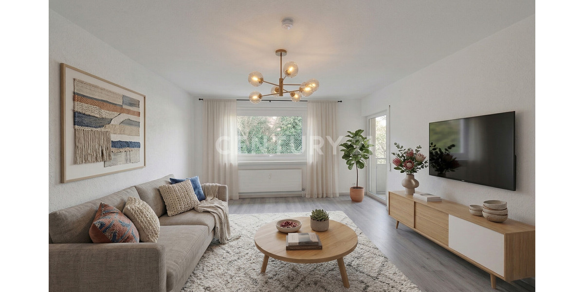 Wohnung rechts Wohnzimmer (KI-visualisiert)